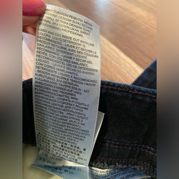 Levi’s Skinny Stretch Waist No Zip Cotton Black Blue Jeans Women Size 25 - Picture 13 of 15